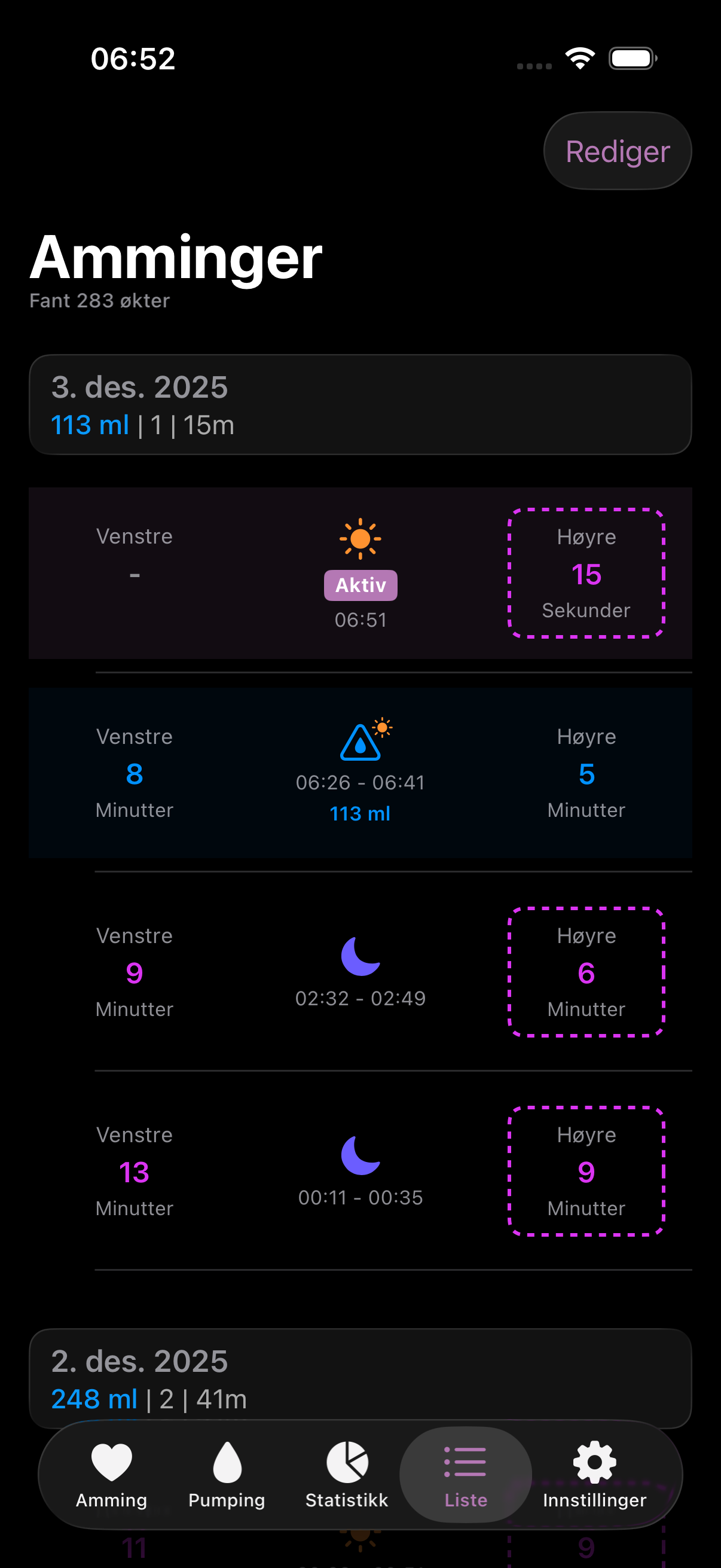 Amme app list dark mode