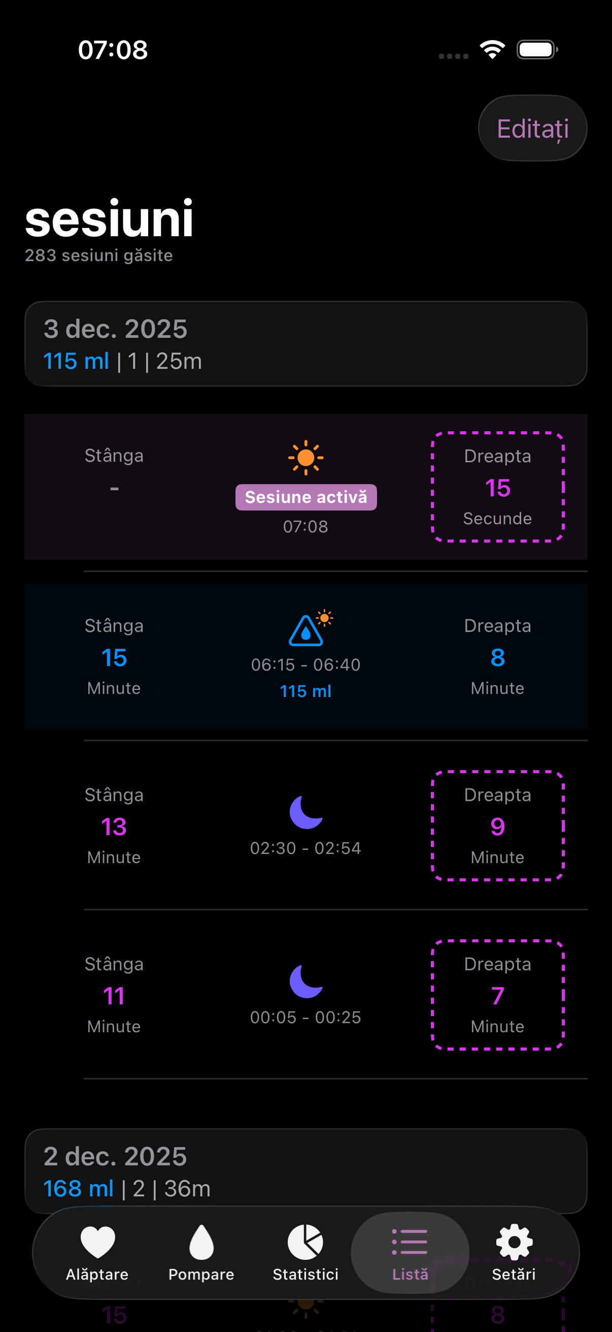 Amme app list dark mode