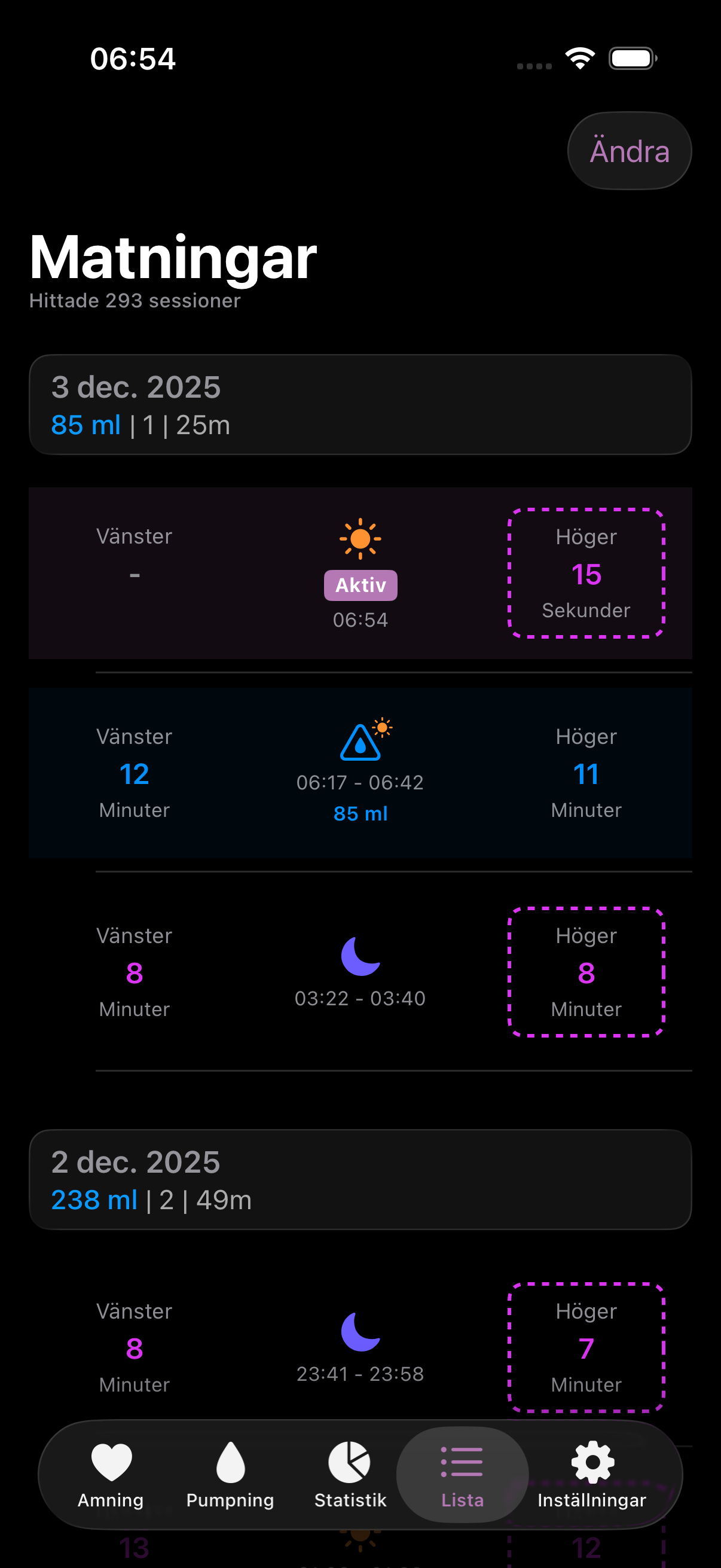 Amme app list dark mode